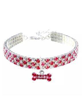 Pink Glam Rhinestone Dog Necklace